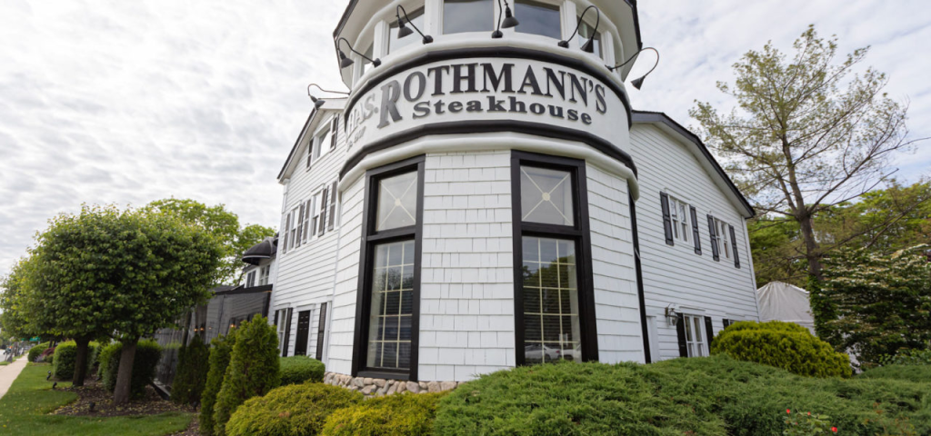 Historic exterior of Rothmann’s Steakhouse in East Norwich, a favorite of Theodore Roosevelt